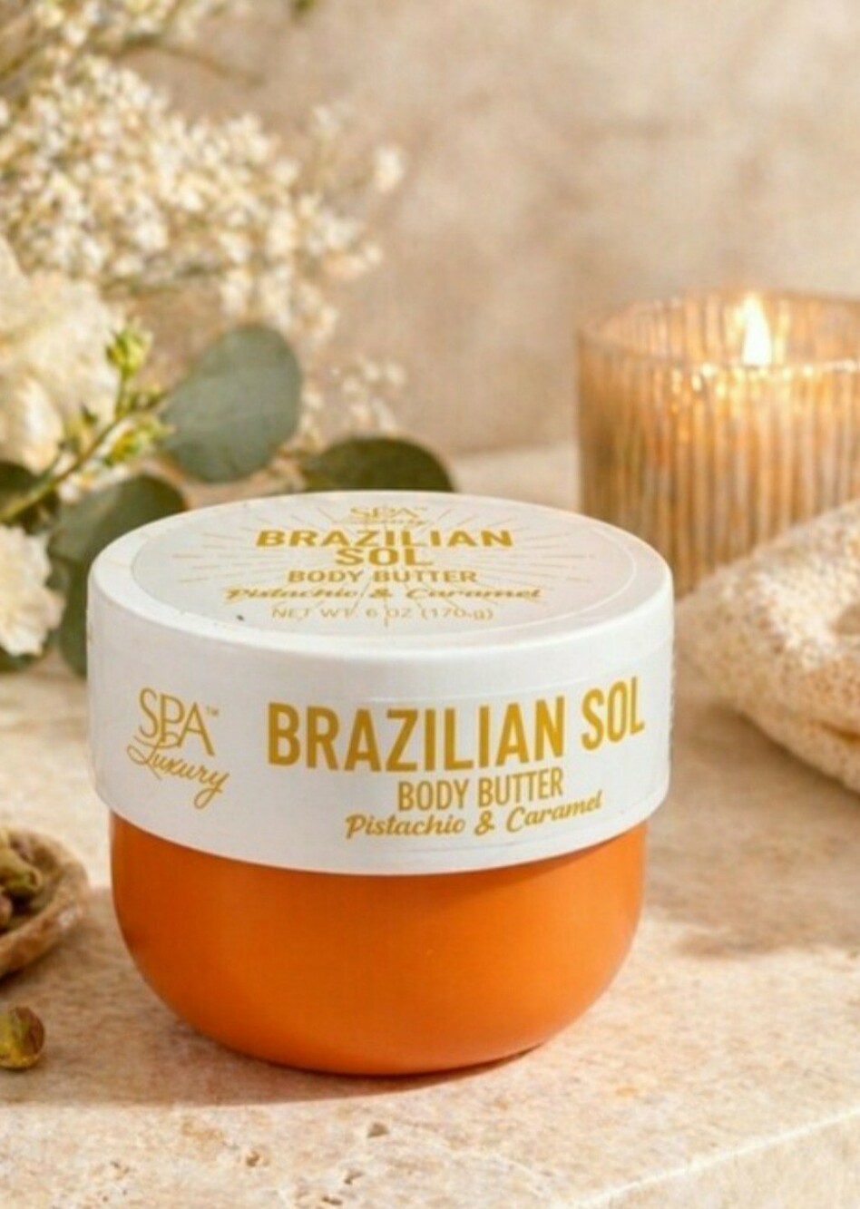 BRAZILIAN SOL BODY BUTTER, PISTACHIO & CARAMEL, 6 oz (170g) BRAND NEW